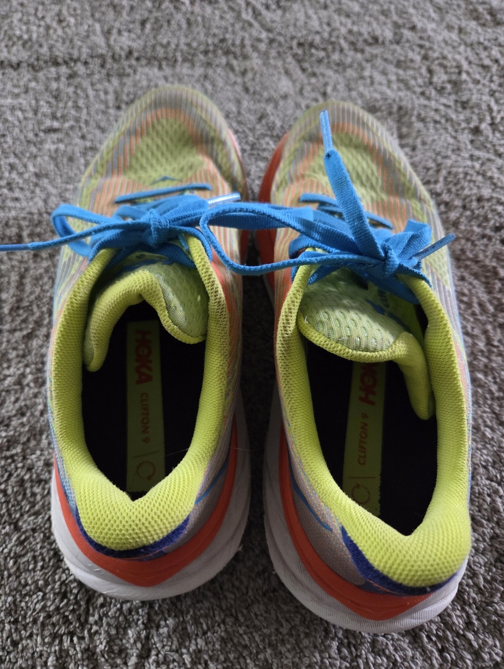 Hoka Kids Lime Green, Bright Blue & Orange Running Sneakers - Picture 2 of 6